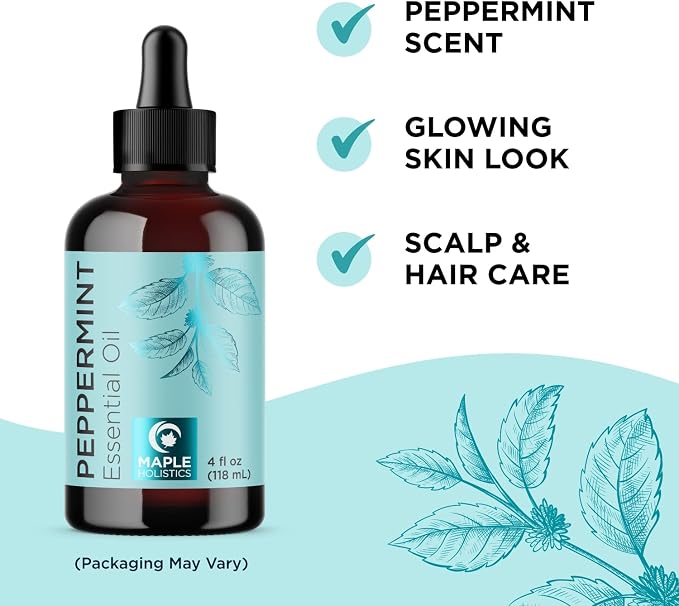 Tea Tree and Peppermint Essential Oils for Hair - Pure Tea Tree Essential Oil and Peppermint Oil Set - Undiluted Tea Tree and Peppermint Pure Essential Oils for Hair Skin and Nails Plus Scalp Care
