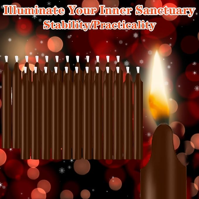 24 Pack Brown Spell Chime Candles – Premium Mini Unscented Taper Candles for Rituals, Prayer, Birthdays, Meditation, Altar, Spells, Chime Candles - 4 Inch Tall - Ideal for Witches