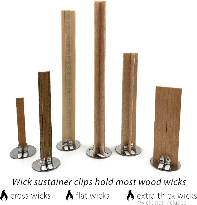 Hemlock Park Universal Wood Wick Clips for Candles | Sustainer Tabs Fit Most Wooden Wicks | Longer Burn Time & Less Wasted Wax (1000 Pack)