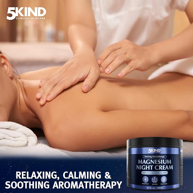 5Kind Magnesium Lotion for Sleep 3.4 fl oz - Magnesium Sleep Cream - Topical Magnesium Cream - Relaxing Lavender & Chamomile Magnesium - Infused with Lavender Essential Oils - Natural Sleep Aid