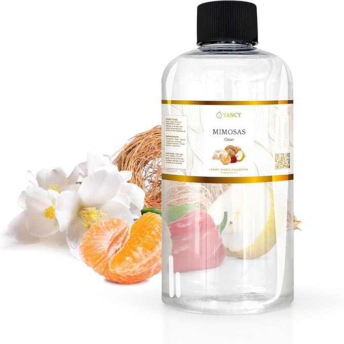 YANCY Mimosas Luxury Collection Fragrance Oil (8 oz), Bubbly Citrus and Floral Scent, Ideal for Diffusers, Oil Burners & Aroma Lamps, Bright Fragrance for Brunch Vibes