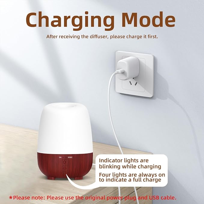 SEEDSEEL 150ML Cordless Essential Oil Diffuser, Rechargeable Battery-Operated Quiet Aromatherapy Diffuser with 7-Hour Runtime,2 Timer Settings & 7-Color LED Light for Bathroom,Bedroom,Living,Room