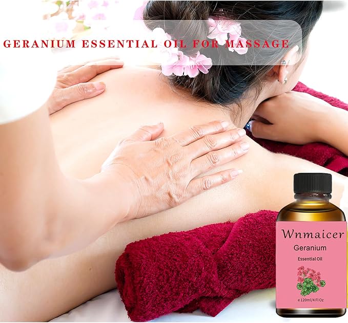 Geranium Essential Oil 4 Fl Oz - Premium Geranium Oil for Skin, Massage, Aromatherapy, Hair & DIY 120ml