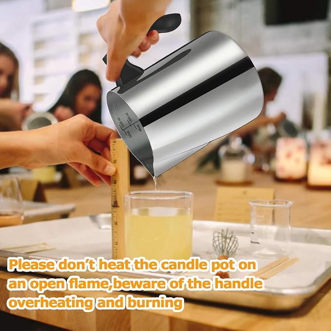 BBAXI Candle Making Pouring Pot, 1500 ML/50 OZ Candle Pouring Pitcher, 304 Stainless Steel Candle Making Pitcher with Heat-Resistant Handle and Dripless Pouring Spout Design