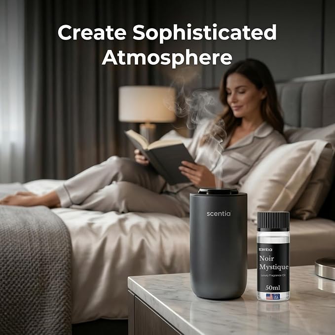 Scentia Noir Mystique Hotel Scent Diffuser Oil – Luxury Fragrance Inspired by Edition Hotel – 50 mL – Rose, Bergamot & Musk Essential Oil Blend for Home, Office & Aromatherapy Diffusers, Made in USA
