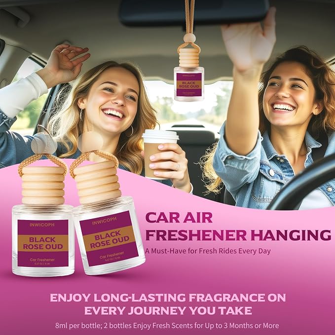 Car Air Freshener Diffuser Hanging, Black Rose Oud Fragrance Oil