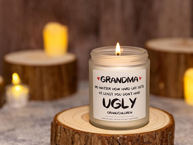 Lavender & Eucalyptus Soy Wax Candle, 7OZ - Mothers Day Gifts, Grandma Birthday Gifts from Grandchild, Granddaughter, Grandson, First Time Grandmother Gift, at Least You Don't Have Ugly Children