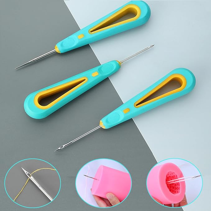 Candle Wick Needle for Silicone Molds, 3 Pcs Wicking Needle for Candle Making, Long Punch Needle Wick for Candle Making, Candle Mould Wick Threader Needle Wick Tool for Silicone Molds Making
