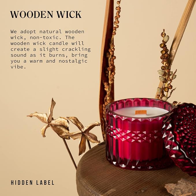 Wild Fig & Cassis Scented Candles, Crackling Fireplace Sound, 7.4oz Natural Soy Candle, 55-Hour Clean Burn,Hostess Gift for Dinner Parties | Kitchen & Home Aromatherapy