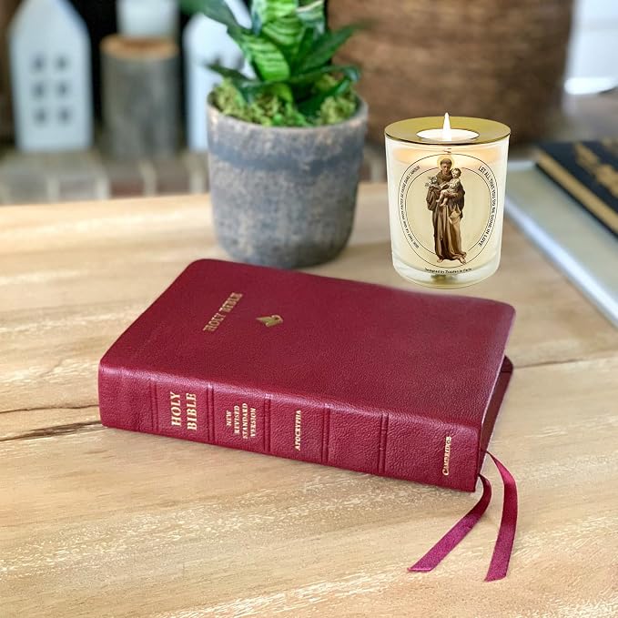 Tkaufen Saint Anthony of Padua Candle 50 Hours│Hand-Poured Soy Wax│Find Lost Item, Marriage Fertility Exam Blessing, Physical Ailment, Infant Protection, Job Search Miracle│Design in Paris│3“×3.6”