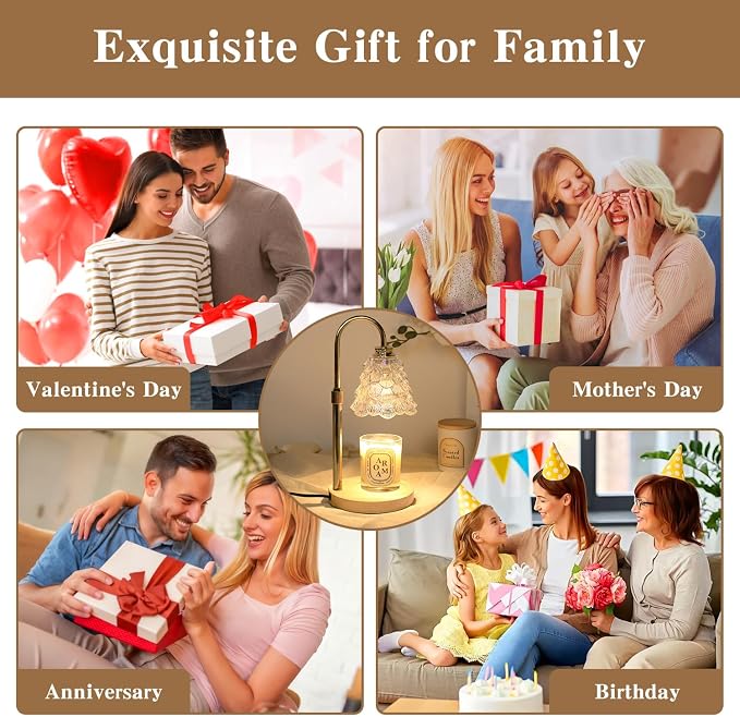 GEEZO Fragrance Candle Warmer Lamp，Electric Candle Warmer with Timer & Dimmer，Mom Christmas Birthday Gifts for Women, House Warming Gifts New Home Bedroom Decor
