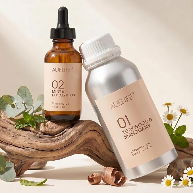 Auelife 16.9oz (500 ml) Mint & Eucalyptus Essential Oils for Diffusers for Home, Large Aluminum Bottle Fragrance Oil for Candle & Soap Making, Aromatherapy Oil for DIY Scents & Home Fragrance