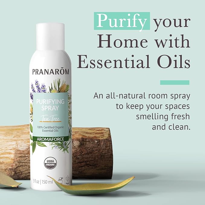 Pranarom - 2 Pack - Aromaforce Air Purifying Spray with Organic Essential Oils, Deodorizers for Home, Essential Oil Spray with Plant Essences, Tea Tree Scent, Certified Organic, 150ml Each
