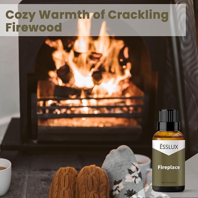 Fireplace Fragrance Oil, ESSLUX Aromatherapy Essential Scented Oils for Home for Diffuser, Massage, Soap, Candle Making Scents, Perfume, Humidifier, 30 ml