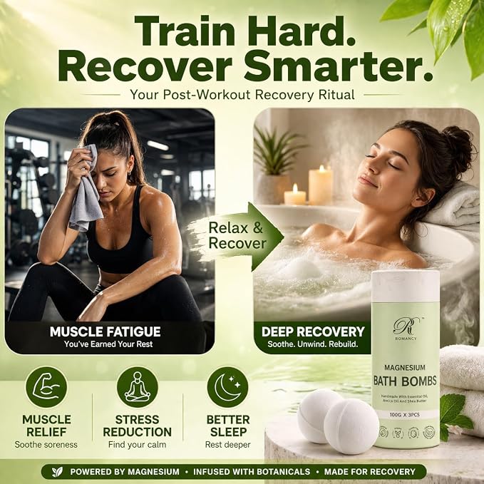 Magnesium Bath Bombs Gift Set – XL Epsom Salt Bath Bombs for Muscle Recovery, Stress Relief & Post-Workout Relaxation with Lavender & Arnica Spa Gift for Women & Men for Sore Muscles