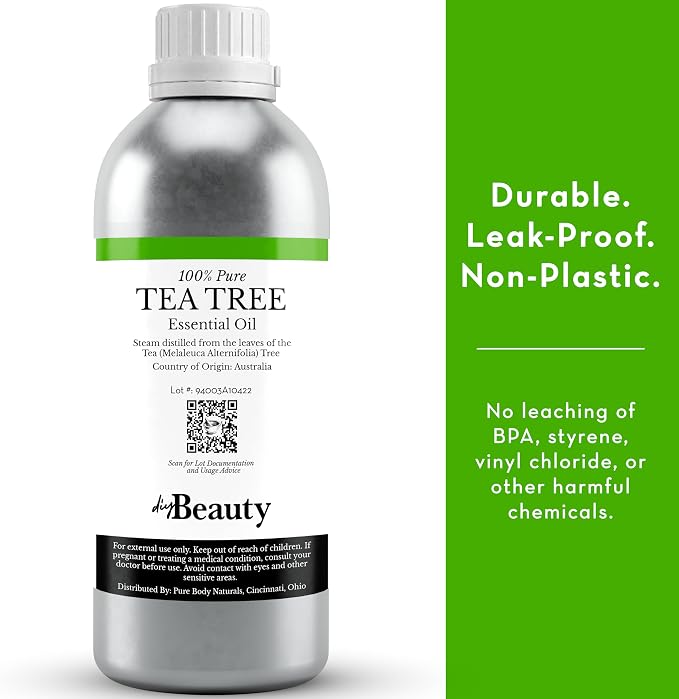 Bulk Tea Tree Oil - 8 Fl Oz Large Size Big Bottle - 100% Pure & Organic Tea Tree Oil for Skin, Hair, Face, and Scalp - Steam Distilled