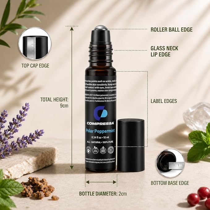 Polar Peppermint Essential Oil Roll-On 10 ml – 100% Pure & Natural Peppermint Aromatherapy Roller – Cooling Sensation for Focus, Relaxation & Daily Wellness