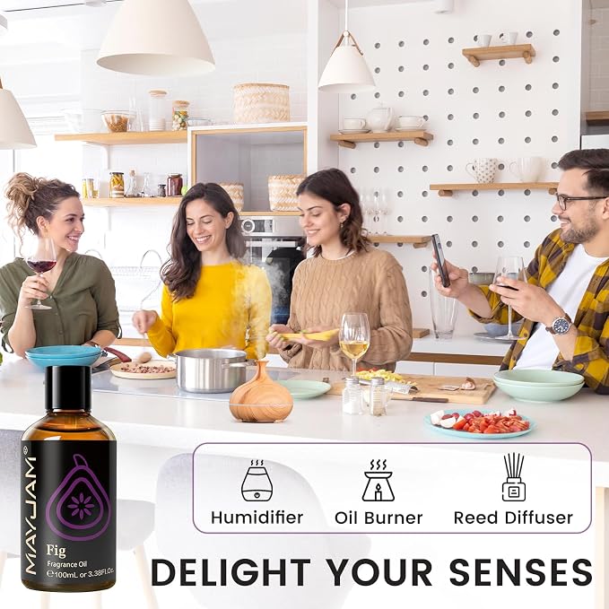 MAYJAM 100ML/3.38FL.OZ Fig Fragrance Oils with Glass Dropper, Essential Oils for Diffusers for Home, Long Lasting Scented Oils for Diffusers Soap Candle Making