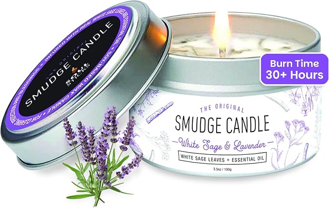 SOUL STICKS Smudge Candle for Cleansing House, Meditation, Chakra Healing, Aromatherapy (White Sage & Lavender)
