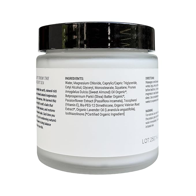 Magnesium Night Cream with Magnesium Chloride, Valerian Root, Passionflower & Lavender - Nourishing Body Balm with Organic Shea Butter for Your Evening Ritual - Made in USA, Women-Owned