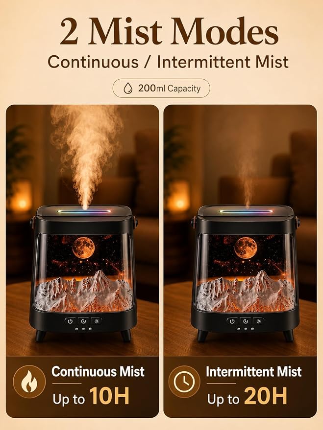 Starry Aroma Diffuser with Remote Control, 200ml Quiet Small Essential Oil Diffuser with 7 Color Soft Glow Night Light, 2 Mist Modes, 3 Timers, Auto Shut-Off, Home Relaxation Gift for Girls Women