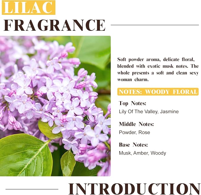 EUQEE Lilac Fragrance Oil, 60ml Premium Lilac Scented Oil Essential Oils with Glass Dropper for Diffusers, DIY Soap & Bath Bombs (2.02 Fl oz)