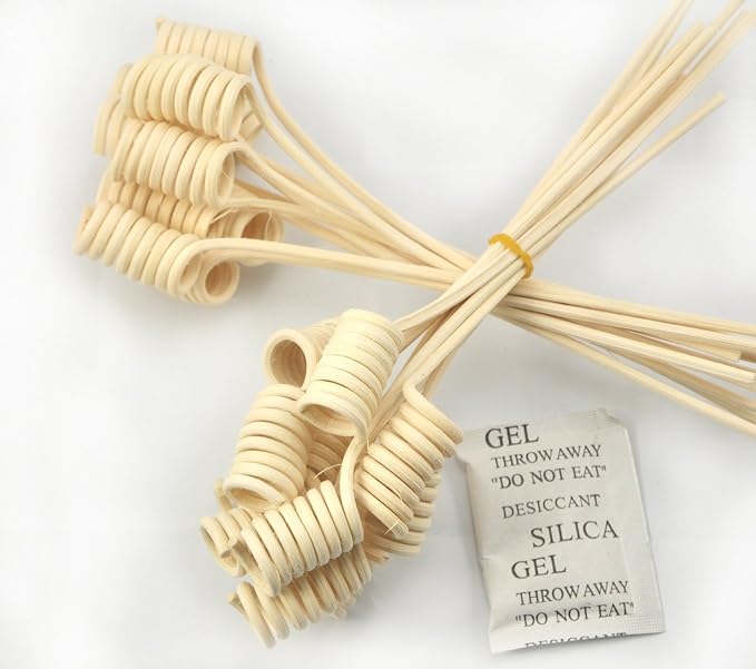 Wavy Spiry Natural Rattan Reed Fragrance Diffuser Replacement Refill Sticks 20 Pieces (7" Spiral, Natural Color)