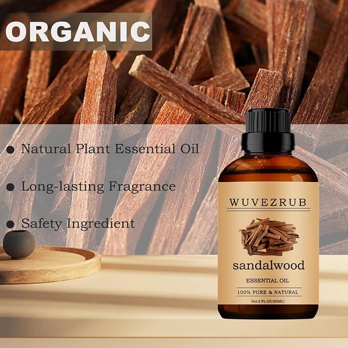 Sandalwood Essential Oils, 60ML Pure and Natural Essential Oil for Aromatherapy Diffuser - Sandalwood /2 Fl Oz
