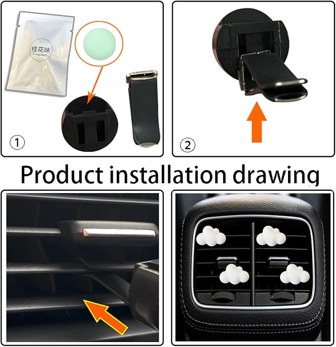 4 Pcs Cloud Air Vent Clips, Cute Cloud Car Air Fresheners Vents Clips Funny Automobile Diffuser Vent Clips Car Interior Decor Charm Cute Automobile Accessories Decoration for Women