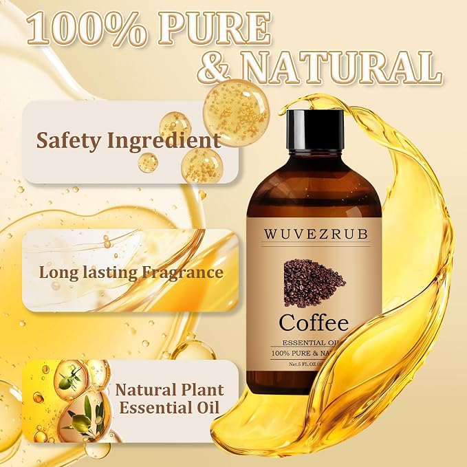 Coffee Essential Oil– Huge 5 Fl Oz, 100% Pure and Natural Essential Oils for Diffuser, Aromatherapy, Soap and Candle Making, Premium Grade Coffee Oil-150ML