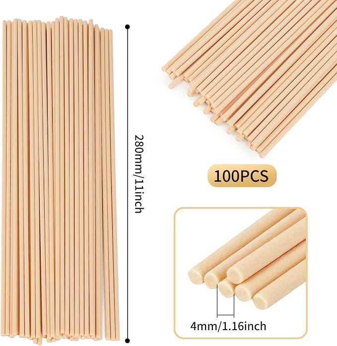 11 inch Diffuser Sticks 100 Pack, Diffuser Reeds Sticks Refill for Home and Bathroom, Diffuser Reeds Sticks for Scented Diffuser Nude