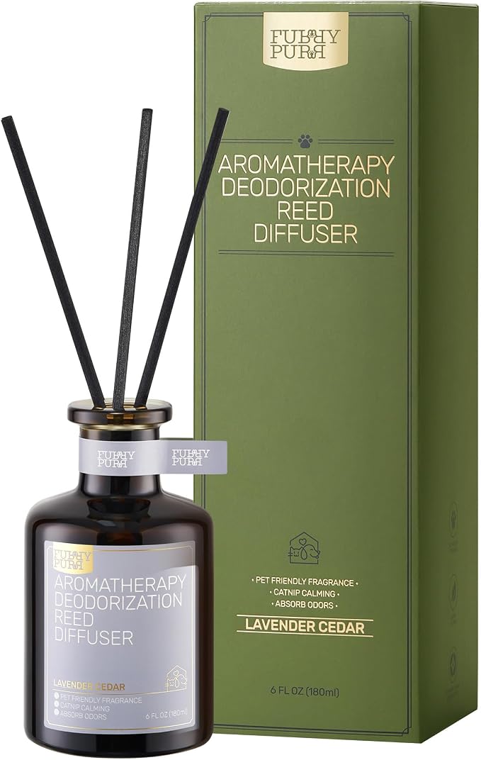 Reed Diffuser for Pet Odor Elimination, Lavender Cedar, Non-Toxic & Pet-Friendly Air Freshening, 6 Oz