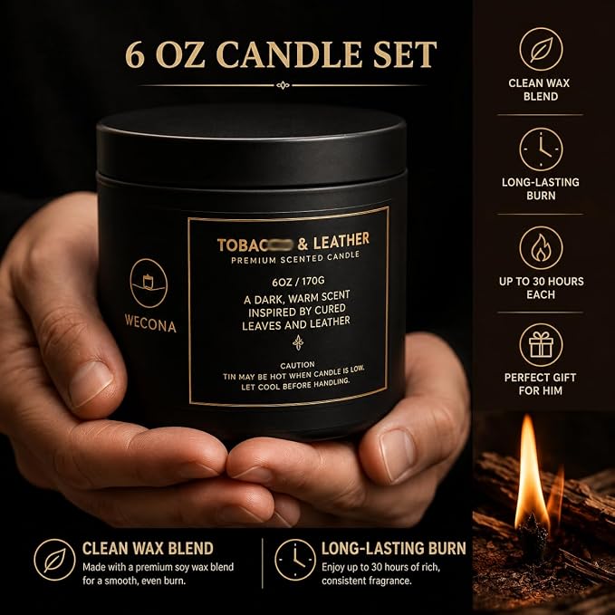 Men’s Scented Candles Set – Candle Set for Gift, Sandalwood, Mens Women Candles Gift Set, Scented Candles for Men Women, Candles for Home Scented, Luxury Candle Pack Gifts for Men Women