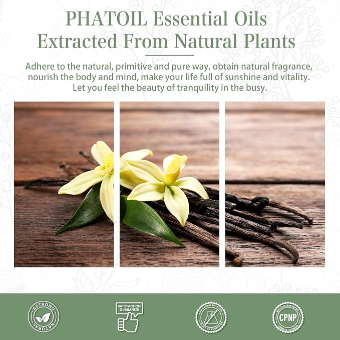 Vanilla Essential Oil, 1.01Fl.Oz (30ML) PHATOIL Pure Essential Oil Singles for Aromatherapy Diffusers, Humidifiers, Great for DIY Candle and Soap Making, Gift for Friend