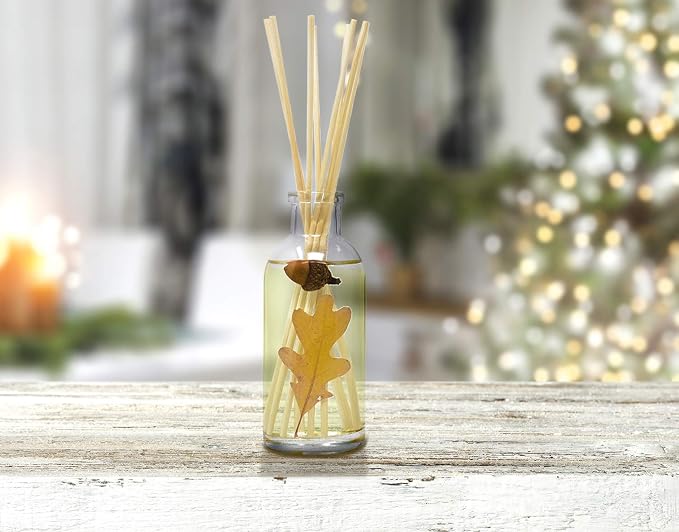 Urban Naturals Spiced Chestnut Reed Diffuser Sticks and Oil Set – Comforting Autumn Scent of Chestnuts, Cinnamon, Clove and Cedar Wood with Real Acorns and Fall Leaves – 3.75 Ounces – Made in the USA