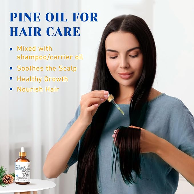 HIQILI 100ML Pine Needle Essential Oil, Premium Quality, for Diffuser, Skin, Candle Making - 3.38 Fl Oz