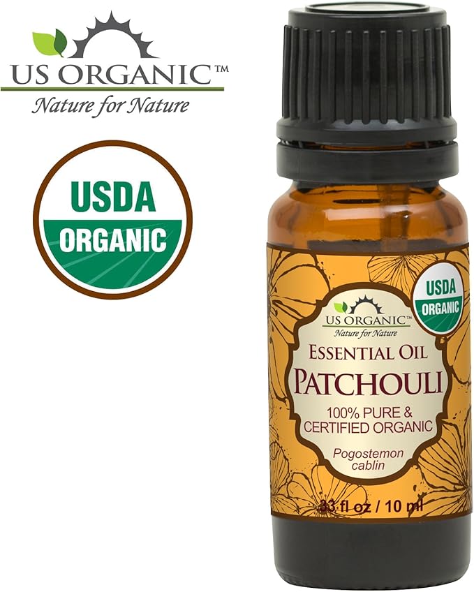 US Organic 100% Pure Patchouli Essential Oil - USDA Certified Organic, Steam Distilled - W/Euro droppers (More Size Variations Available) (10 ml / .33 fl oz)