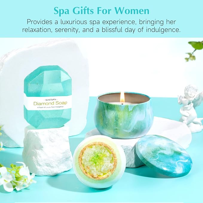 Suhctuptx Birthday Gifts for Women, Unique Self Care Gifts Get Well Soon Basket, Christmas Relaxing Spa Gift Care Package w/Flannel Blanket 40 oz Tumbler, for Mom Her Sister Friend