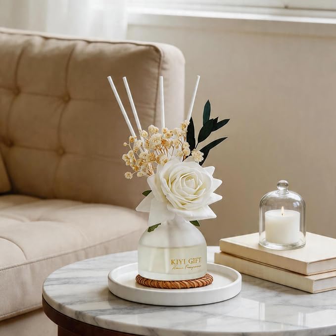 Reed Diffuser Set,4.06 oz Scent Diffuser with 6 Sticks,Home Fragrance,Reed Diffuser for Bathroom Shelf Decor Pear Freesia