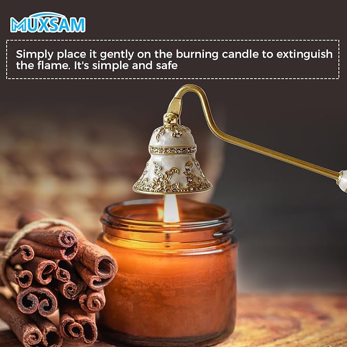 MUXSAM Vintage Candle Snuffer, Handheld Candle Extinguisher with Long Handle Wick Flame Snuffer Metal Candle Accessory for Home Decoration, White Teacup