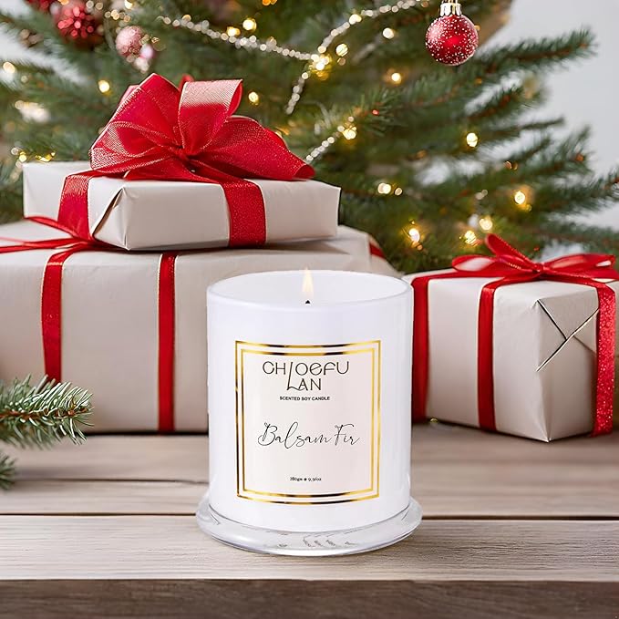 Balsam Fir Scented Candle, Holiday Candles for Home Scented with Notes of Cedarwood, Oak, Moss & Fir, Christmas Decor, Christmas Gifts for Women & Men, Winter Candles, 70 Hours 10 oz