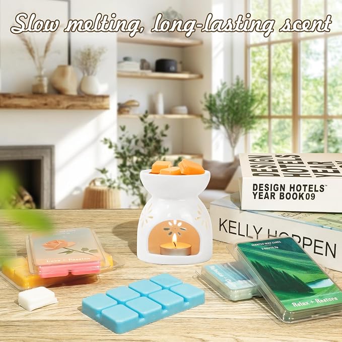 SCENTORINI Wax Melts, Wax Cubes Strong Scent, Summer Scent Candle Wax for Healing Calming Relax, Scented Soy Wax Melts for Warmer, 2.5oz*4 Pack, Home Fragrances and Decoration