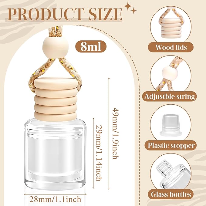 AROIC 6 Pack Car Air Freshener, Mahogany Premium Woody Car Air Freshener Diffuser Fragrance, Hanging Essential Oil Diffuser for Interior Decor, Long Lasting Car Accessories Unisex (Sunlit Teak Scent)