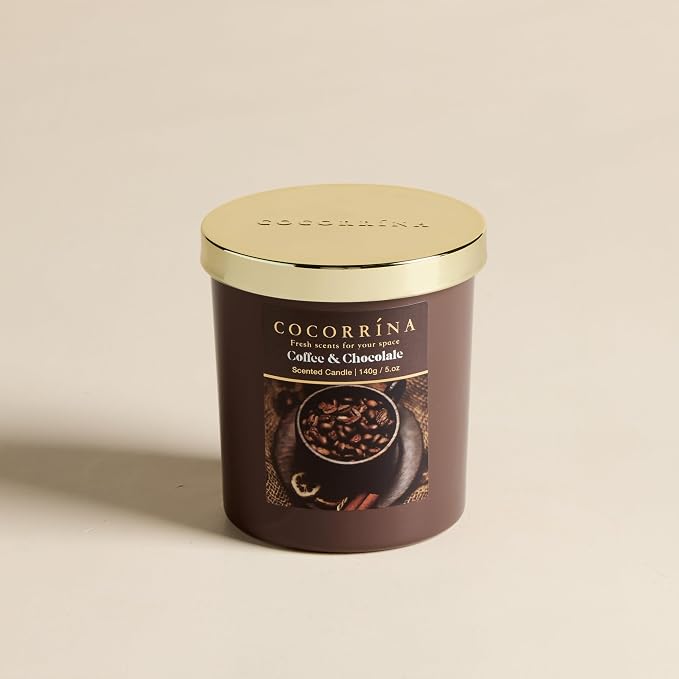 COCORRÍNA Fall Candles - Coffee & Chocolate 5 oz Soy Wax Scented Jar Candles for Home Scented, 31 Hours Burn Time, Aromatherapy Candle Gifts for Men Women