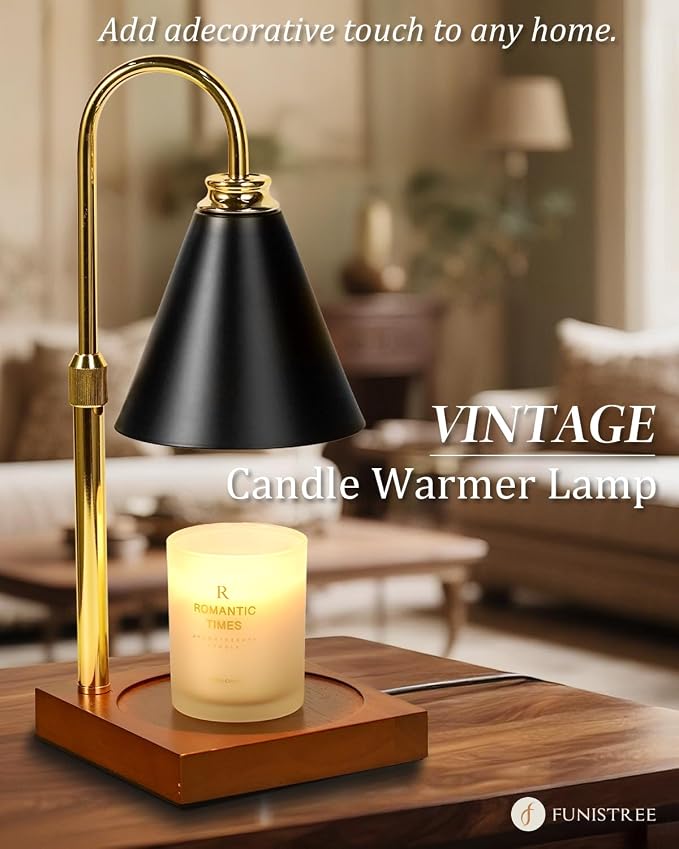 Candle Warmer Lamp with Timer Dimmable,Mothers Day Birthday Gifts for Women Mom, Adjustable Height Candle Warmer, Black Candle Lamp Warmer for Jar Candles with 2 Bulbs Home Decor