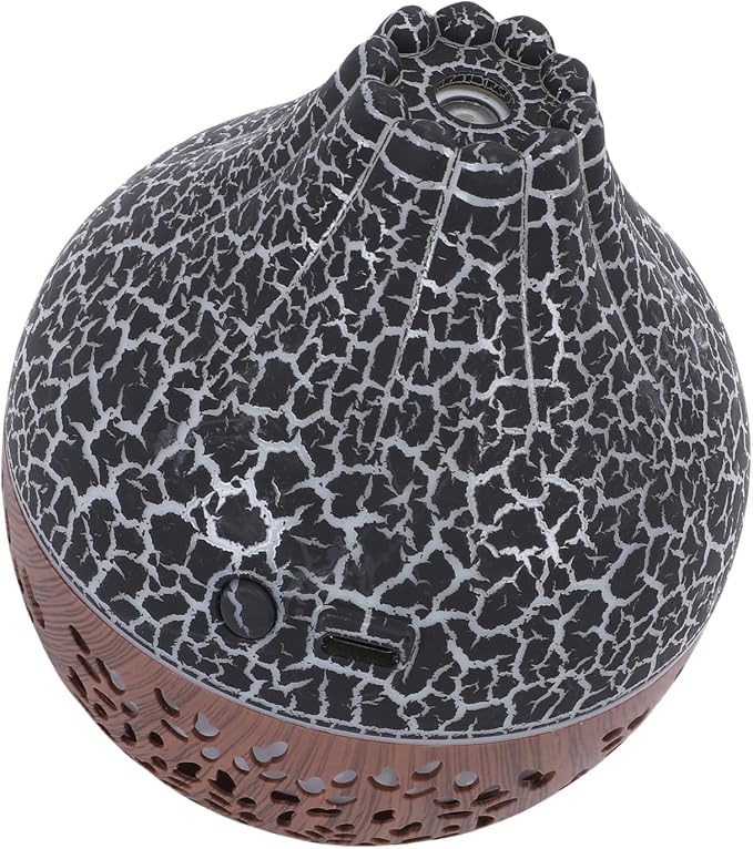 Cryfokt Essential Oil Diffuser, Auto Shut Off 7 Color LED Lights Aromatherapy Diffuser, USB Humidifier with Quiet Operation for Home Office Bedroom Yoga (Black Crack Dark Wood Grain)