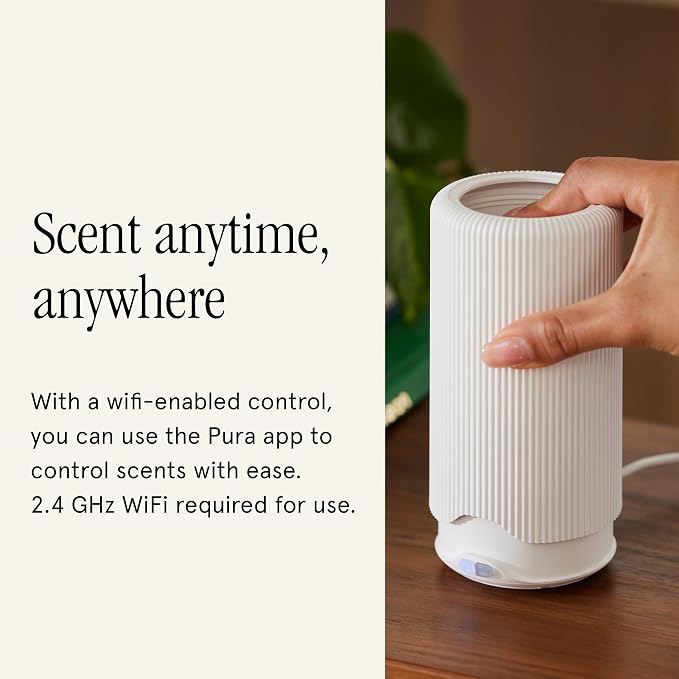 Pura Plus Smart Home Fragrance Diffuser for Large Spaces - Adjust Scent Intensity, Set Schedules, Timers & More in Pura App - Fragrances Sold Separately - White