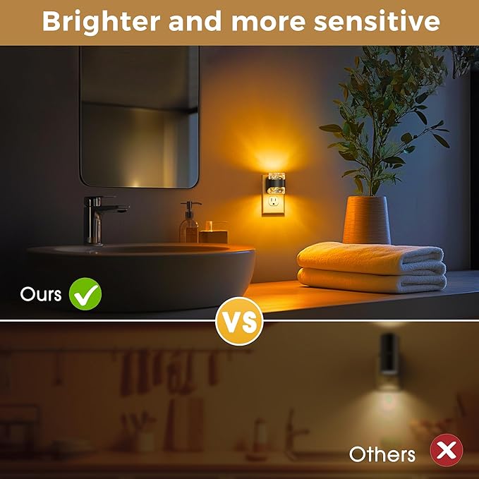 L LOHAS LED Night Light, Bubble Night Lights Plug into Wall, 2 Pack Night Lights with Dusk-to-Dawn Sensor,Dimmable Amber Pulg in Nightlights for Rooms Bathroom Hallway