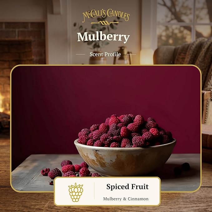 McCall’s Candles | Mulberry | 26 oz Scented Candle | USA-Poured | Vintage Rustic Jar with Carrying Handle | Sweet & Tart Berry Fragrance