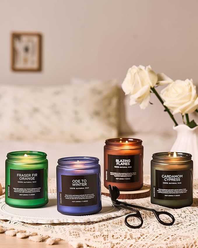 M&SENSE Cardamon & Cypress Scented Candle, 50 Hours Burn Clean Non Toxic Candle 7.05oz Natural Soy Wax Organic Candles Cozy Home Fragrance Meditation Candle Holiday Birthday Gift for Men Women